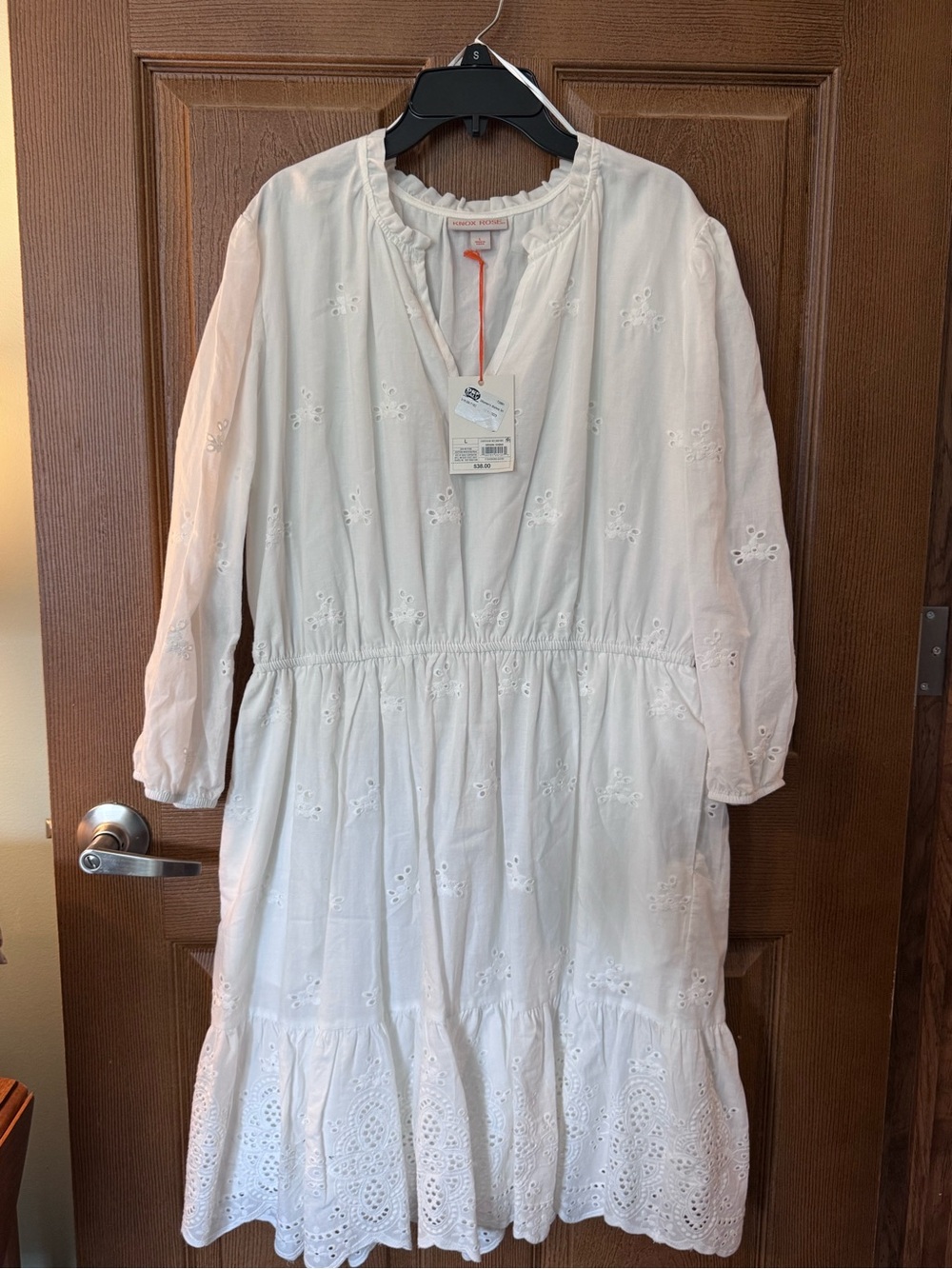 Women’s Knox Rose White Eyelet Tiered Dress - NWT Size Large